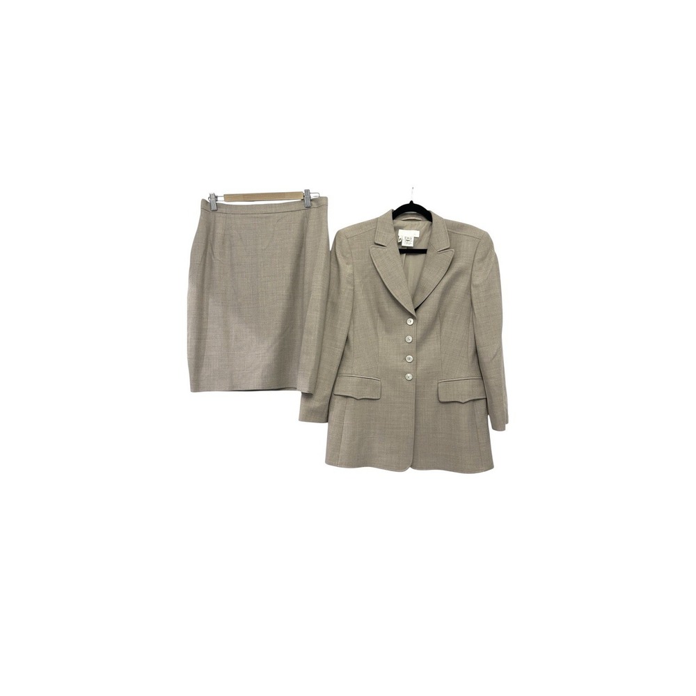 Vintage Escada By Margaretha Ley Jacket Skirt Suit Womens 40 Sharkskin Gray Wool